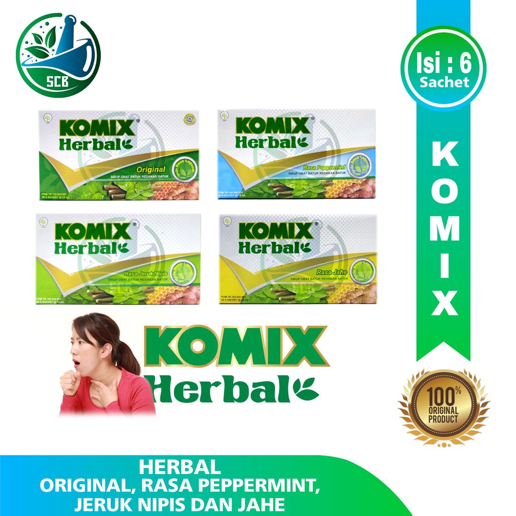 Komix Herbal Original - Dus Isi 6 Sachet - Sirup Obat Batuk