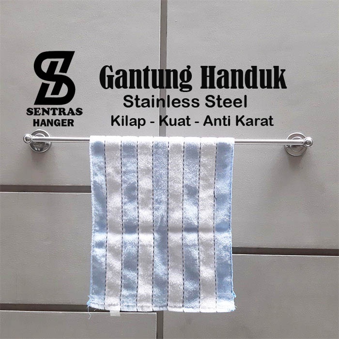 Gantungan Handuk Stainless Steel, Panjang 70 cm,1 Baris &amp; 2 Baris