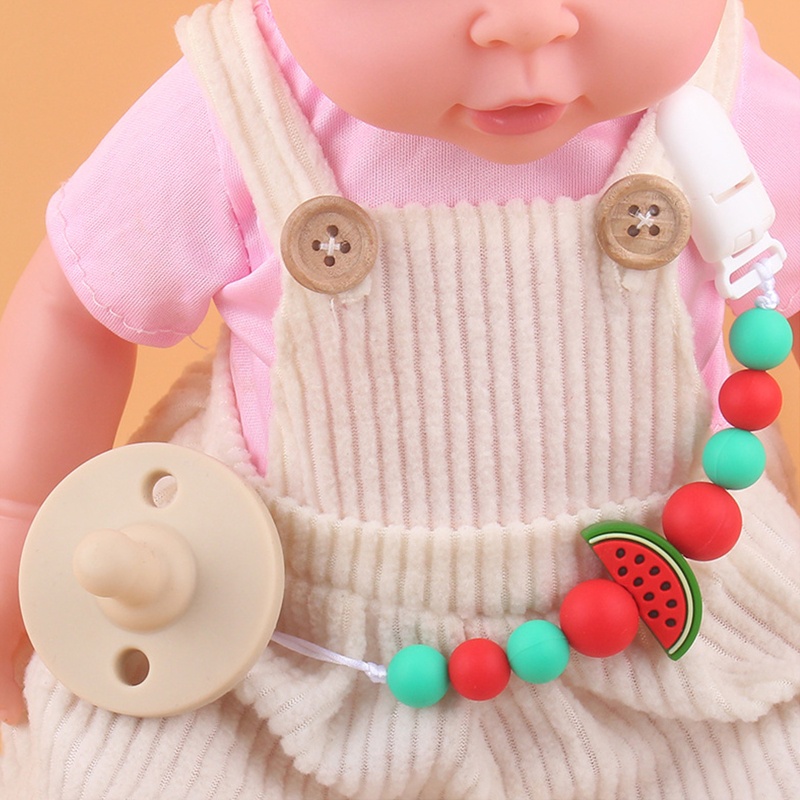 Mary Klip Rantai Holder Dot Empeng Bayi Newborn Desain Buah Lucu Bahan Silikon