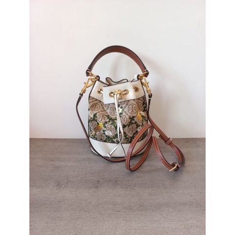 TAS WANITA TB T MONOGRAM JACQUARD EMBROIDERED MINI BUCKET BAG