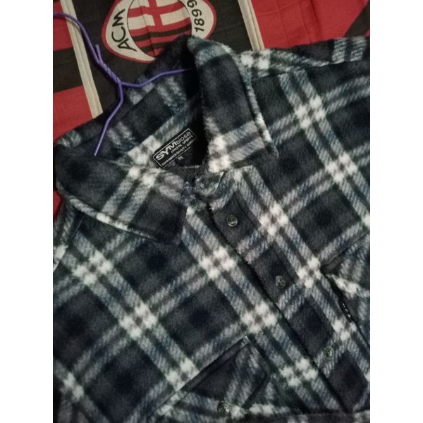 Kemeja Flanel bahan wool tebal pria wanita merk symbiose original