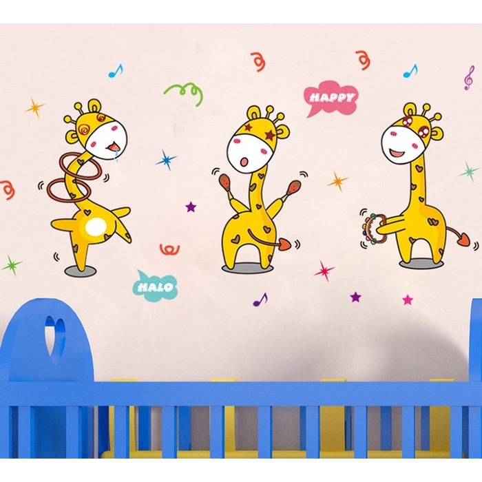 Set Stiker Dekorasi Dinding Motif 3 Jerapah Penari