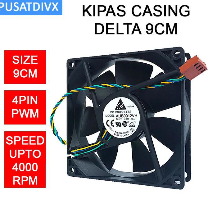 Kipas Casing Delta 9cm 90mm 4000rpm 4pin PWM Fan Case PC Komputer DC
