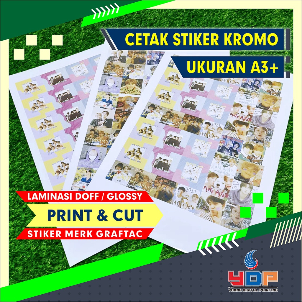 

cetak stiker kromo/bontak + cutting A3+