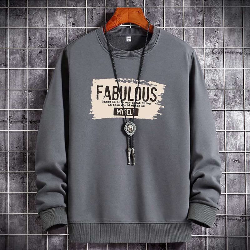 Sweater basic pria wanita kekinian FABULOUS crewneck terbaru bahan fleece tebal