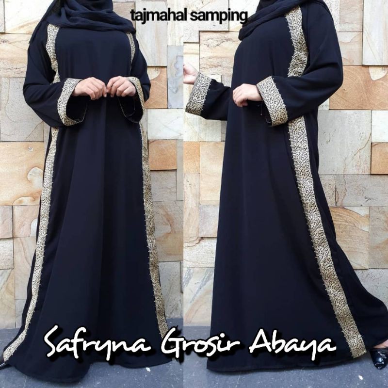 New Exclusive Abaya Arab Hitam Gamis Syari Bordir Zephy Tajmahal Resleting Samping