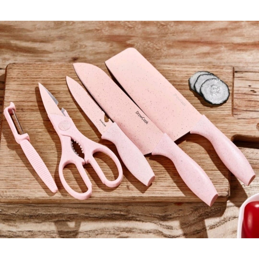 PISAU DAPUR SET 6 IN 1 KITCHEN KNIFE SET 6 IN 1 DENGAN WADAH BERKUALITAS FREE PACKING DUS VD