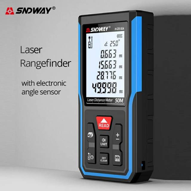 SNDWAY Laser Distance Meter 50/100/120M HD510A HD100A HD120A Rechager Li-ion Battery Pengukur Jarak