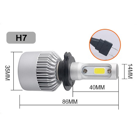 Lampu Mobil LED COB Headlight 8000LM H7 S2 Chip 2 PCS - OMRSKSSV Silver