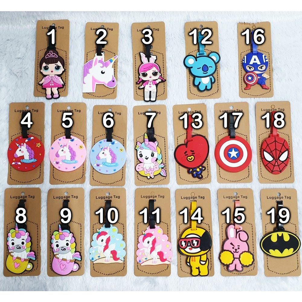 SALE 7.7 Travel Luggage Tag /  Gantungan Label Nama Karakter Kartun Anak Laki Laki dan Perempuan Lucu dan Gemes