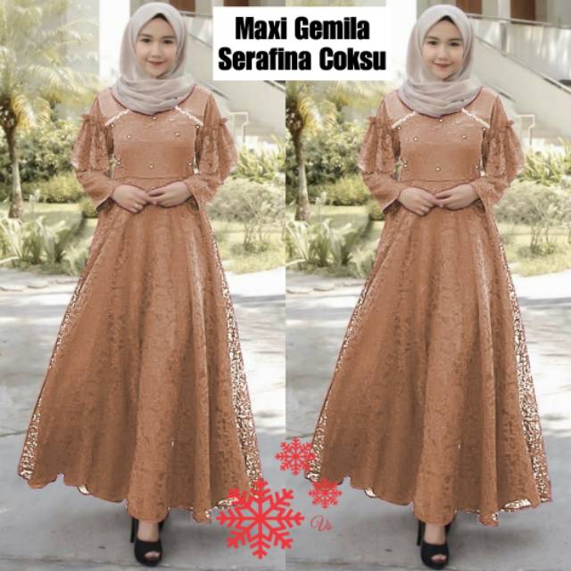 XVC - Maxi Dress Gemila Brukat Mewah / Maxi Dress Wanita Paling Terlaris / Maxi High Quality-5