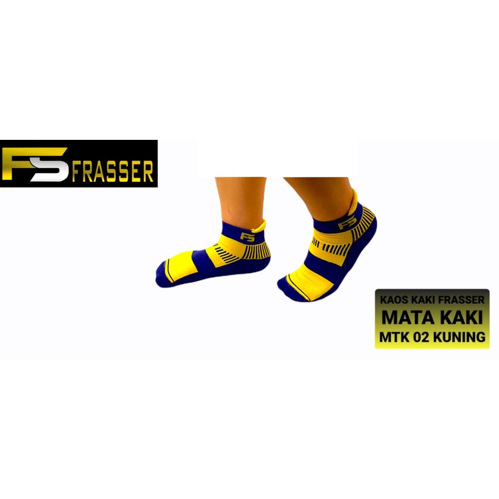 Kaos Kaki Olahraga Badminton Running Frasser 02 Kuning Mata Kaki