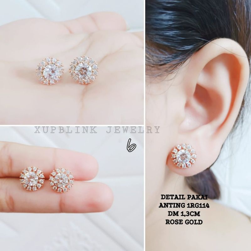 Anting Tusuk Titanium Anti Karat Permata  Model Mirip Perhiasan Asli