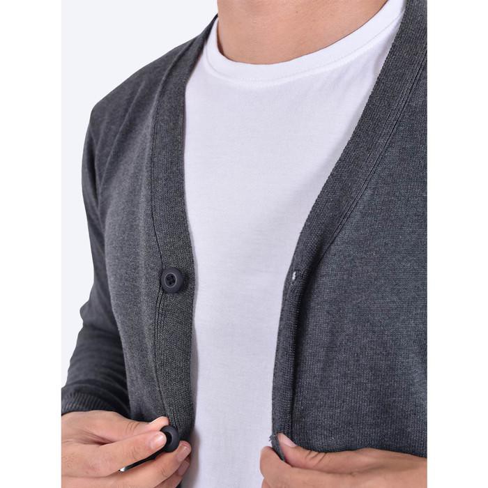 Sweater Rajut Pria Gomuda Cardigan Clean - Abu Tua - Abu Tua, M