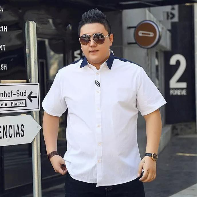 KEMEJA PUTIH PRIA BIGSIZE LENGAN PENDEK | KEMEJA KANTORAN JUMBO PUTIH