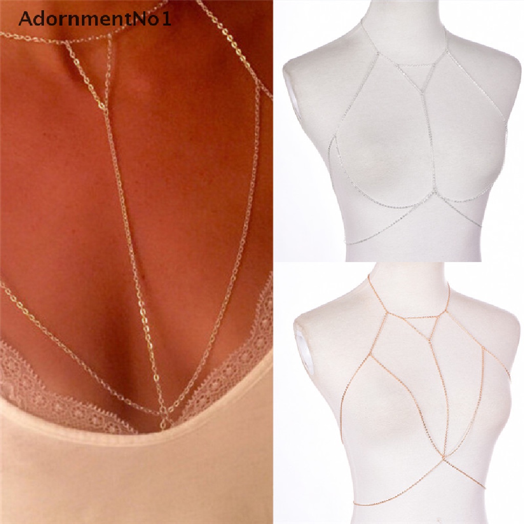 (AdornmentNo1) Kalung Rantai Tubuh / Bikini / Bra / Baju Renang Wanita Multilayer Gaya Retro Sexy Untuk Pantai