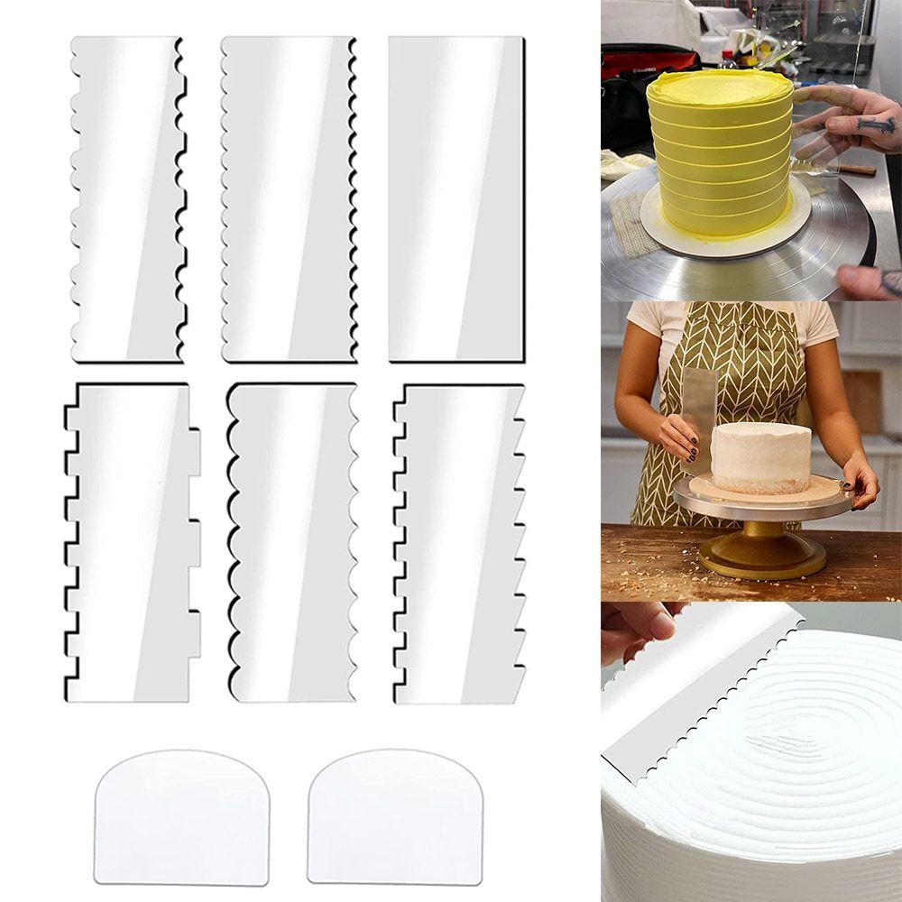 Solighter 8pcs / Set Scraper Pemotong Kue Bahan Akrilik Transparan