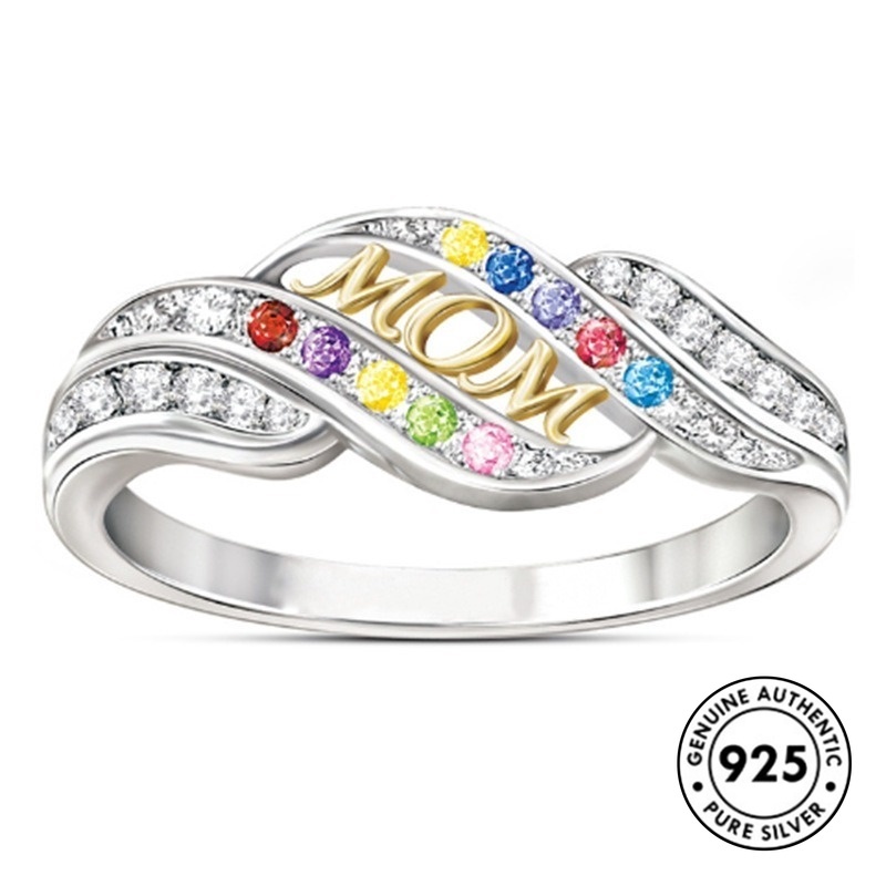 Cincin Lapis Silver S925 Hias Berlian Imitasi Elegan Untuk Wanita