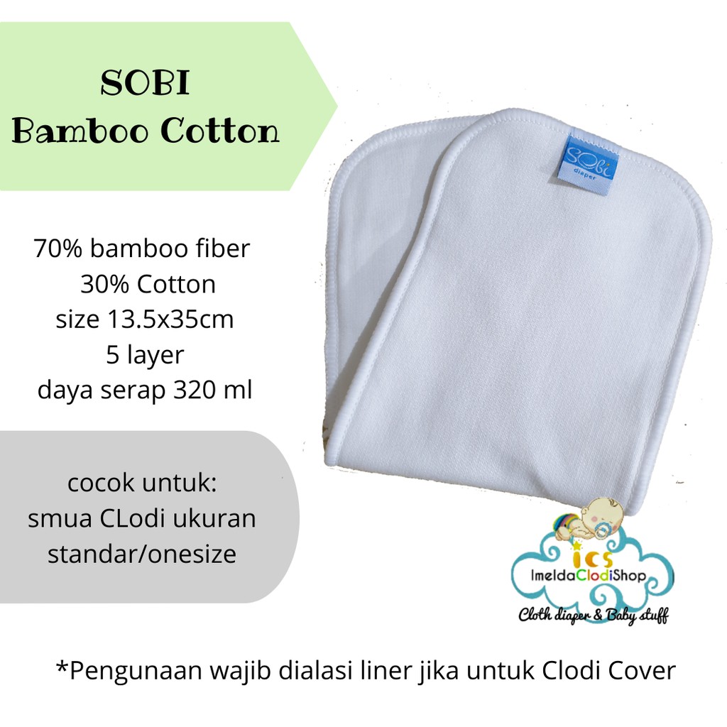 Clodi SObi Minky bamboo cotton inner charcoal anti bacterial insert microfiber mix