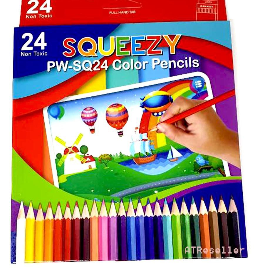 

[COD] Pensil warna panjang 24 color kayu Non toxic