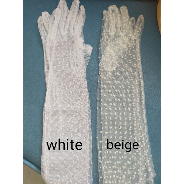 Fashion dot lace long gloves sarung tangan polkadot panjang