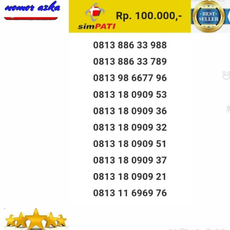 Nomer Cantik Kartu Simpati 0813 9962 6665 Seri Triple 666 Rapih Bsm02