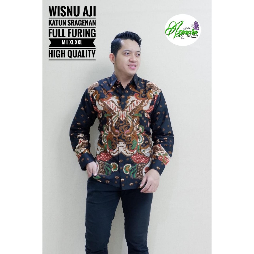 WISNU AJI Kemeja Batik Pria Lengan Panjang Katun Halus FULL FURING Asmara