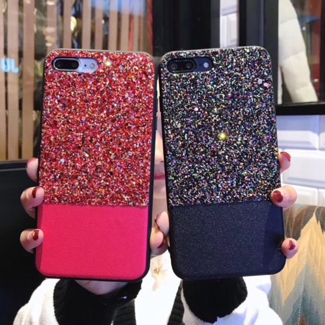 GLITTER CASE (WARNA MERAH) 6/6s/6+/6+s/7/7+/8/8+/X OPPOF1s