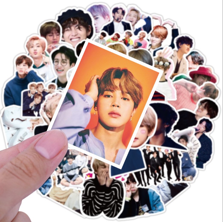 50pcs KPOP BTS Photo Stickers Cute Bangtan Boys for Cellphone Cup Notebook Diary Decor