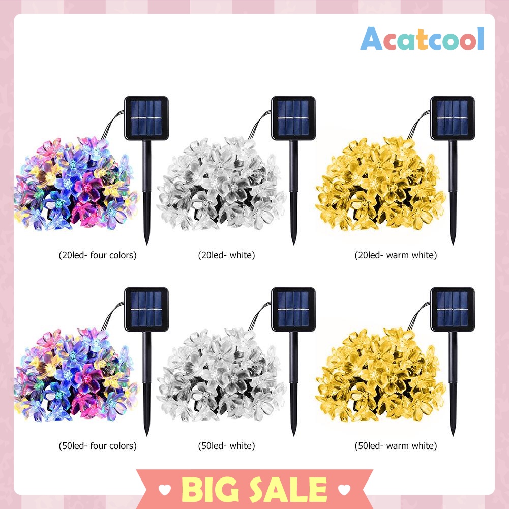 20/50LED Solar Power Cherry Blossom String Light Yard Fairy Decorative Lamp