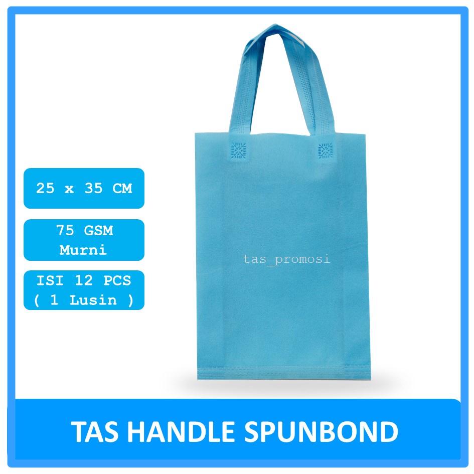 Goodie bag Spunbond Handle 25x35 Biru Muda Lusinan / Tas Spunbond Polos