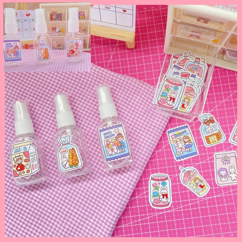 BOTOL SPRAY AESTHETIC KOSONG 30 ml + Stiker | Botol hand sanitizer, setting spray, toner, parfum, facemist dll | Botol serbaguna