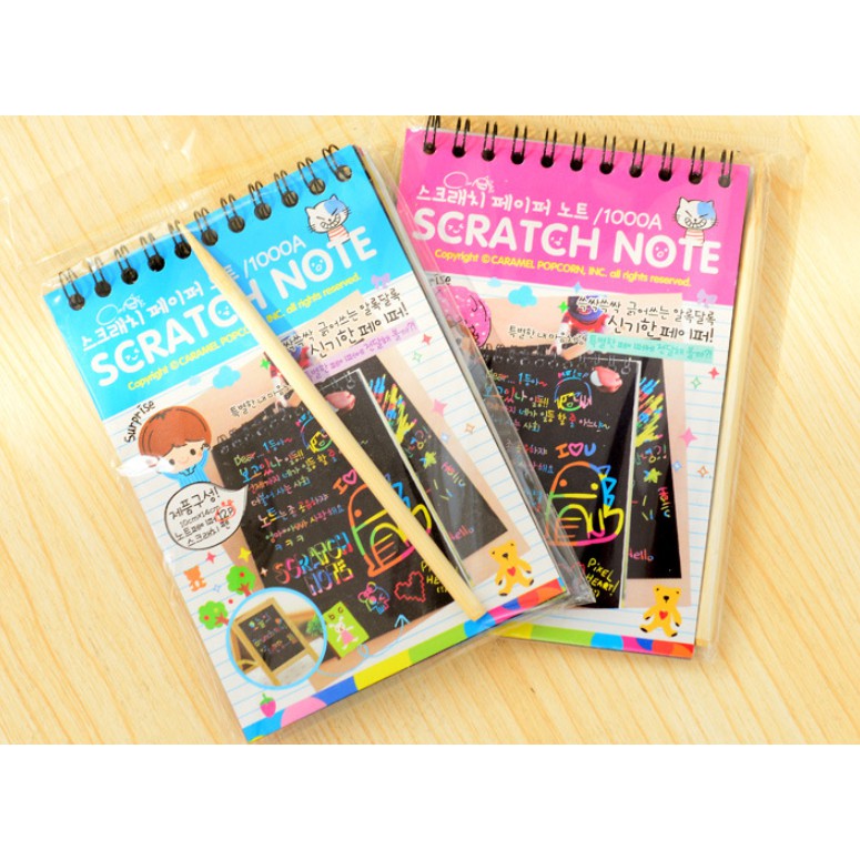 SCRATCH NOTE Black Paper Graffiti DIY Coils Drawing Book Colorful Paper / Mini Notes Kecil Gesek