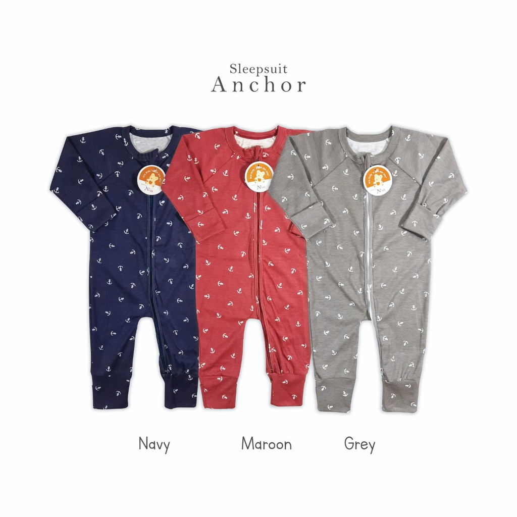 Sleepsuit Baby Nia Premium Series Anchor - Sleepsuit Baby Nia Premium - Baju Sleepsuit Baby