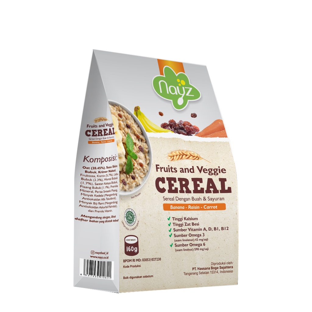 Nayz Fruit &amp; Veggie Cereal Banana Raisin Carrot 160gr