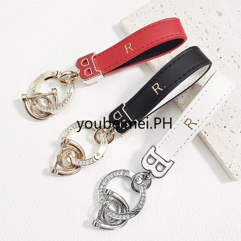 Cute Women Leather Butterfly Bow Keychain Luxury Design Crystal Bowknot Pendant Fashion Crystal Key Ring Bag Car Styling Accessory Girlfriend Gift