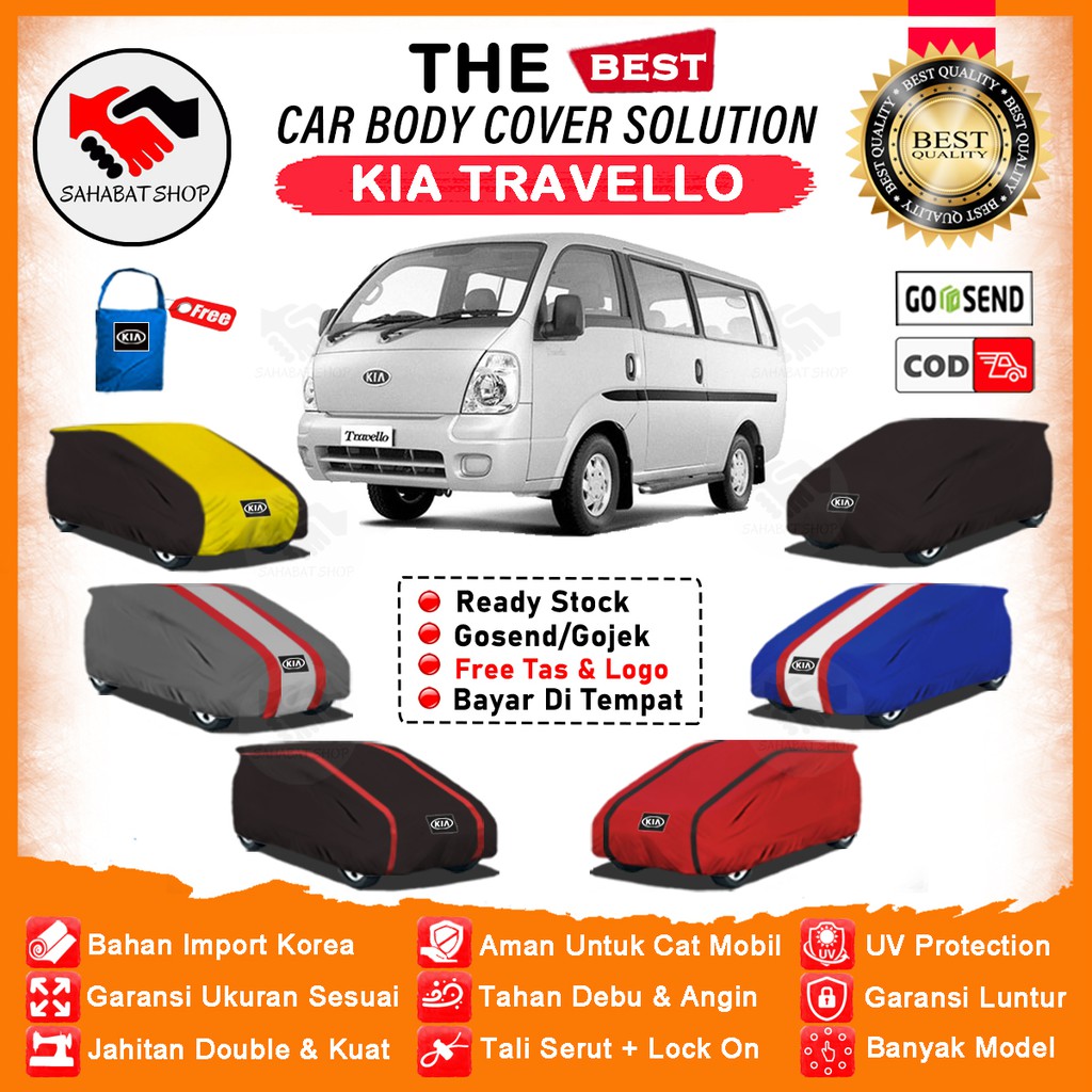 Sahabat Body Cover Mobil Travello / Sarung Penutup Kia Travello Outdoor / Selimut Tutup Mantel Pelindung Pembungkus Jas Mantol Kelambu Kerodong Kerudung Tutupan Terpal Bungkus Mobil Travello Waterproof Anti Air Model Orange