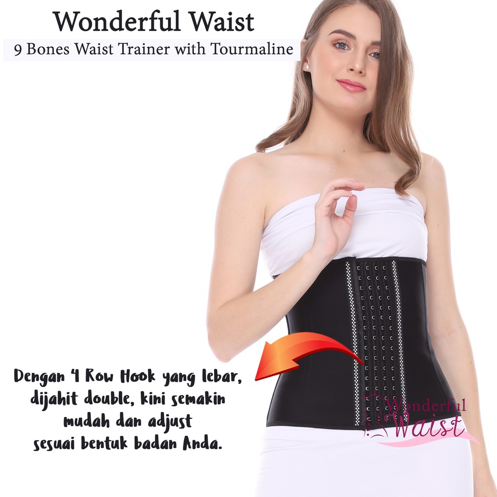 korset 9 tulang baja dengan tourmaline / waist trainer 9 bones with tourmaline / corset 9 boned