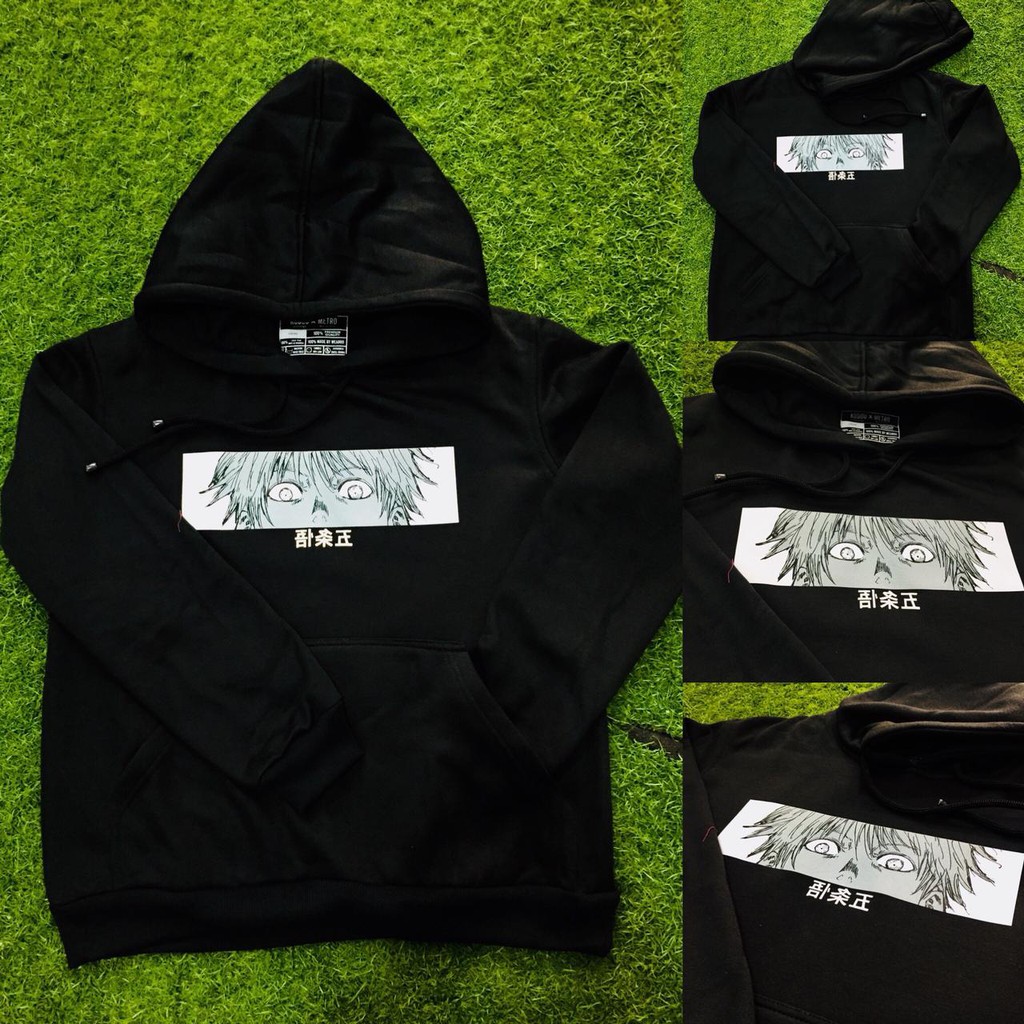 Gojo Satoru Eyes Hoodie Jujutsu Kaisen Kanji Anime Manga