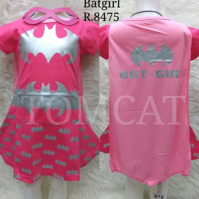 Dress Kostum Anak Cewek Bat Girl Pink Silver Baju Superhero