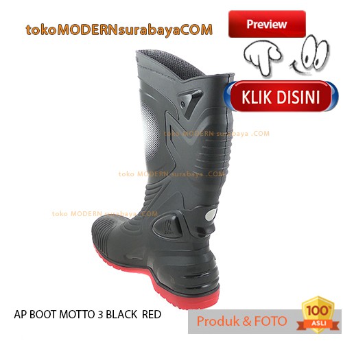 Ap Boot MOTTO 3 Hitam Merah sepatu boots anti air sepatu banjir proyek