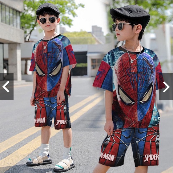 Setelan baju anak print Super hero / Set anak laki-laki usia 2-8 tahun Setelan baju Playset anak print Super hero