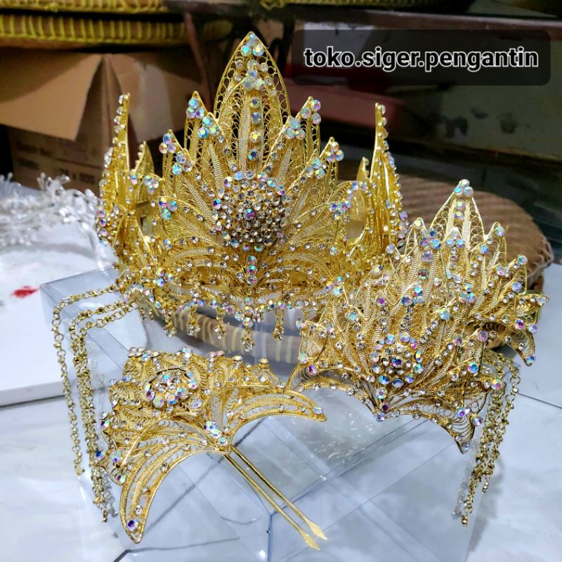 Siger Aruna Viral Citra Kirana Ciki Janet Aksesoris Set Mahkota Pengantin Sunda Jawa Silver Gold Mur