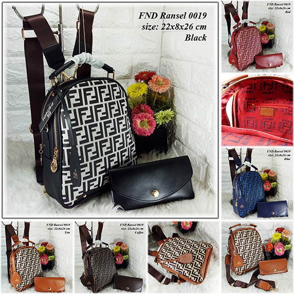 GRATIS ONGKIR TAS RANSEL WANITA IMPORT BRANDED FND FENDI BACKPACK AA056