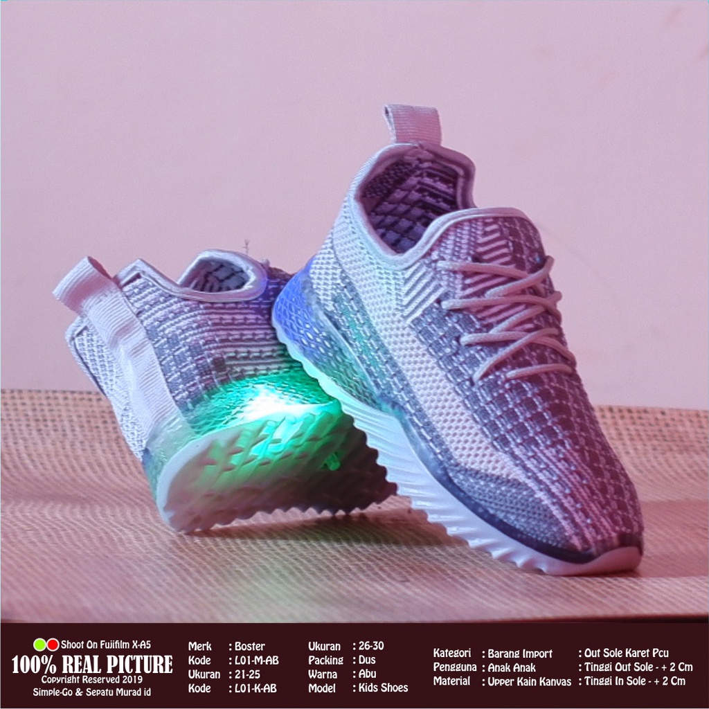 SEPATU LAMPU BABY - SEPATU BALITA MINI LUCU BOSTER L01K 26-30