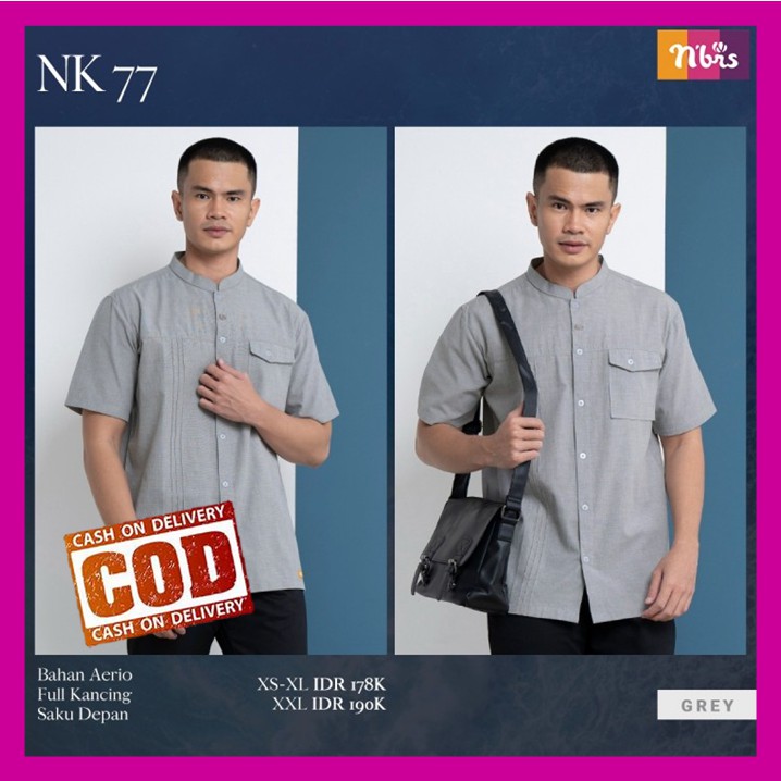 Baju Koko Nibras Terbaru 2021 Baju Koko Modern Pria Dewasa Lengan Pendek Premium Kekinian NK 77 NK77