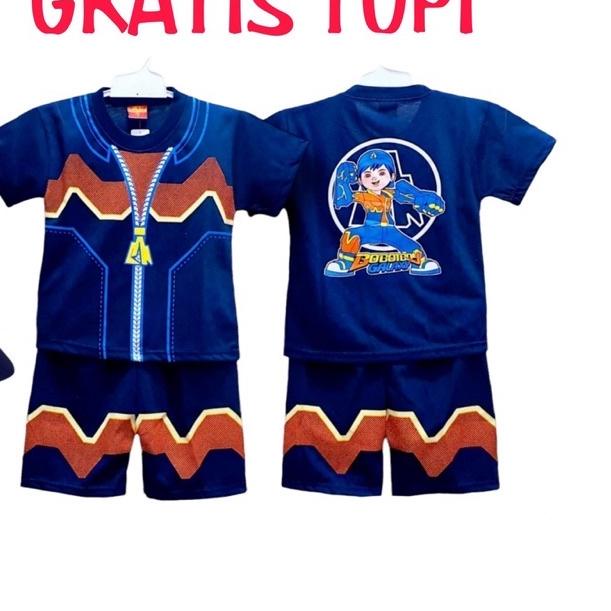 FREE TOPI / BAJU ANAK BOBOIBOY SETELAN ANAK BOBOIBOY AIR API HALILINTAR DAUN GEMPA