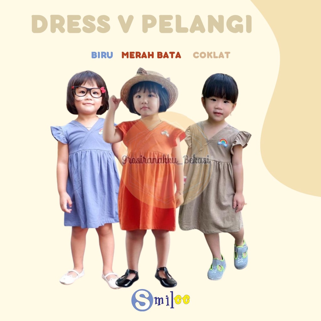 Dress Anak Bayi V Pelangi Mix Warna size 1,2,3,4,5