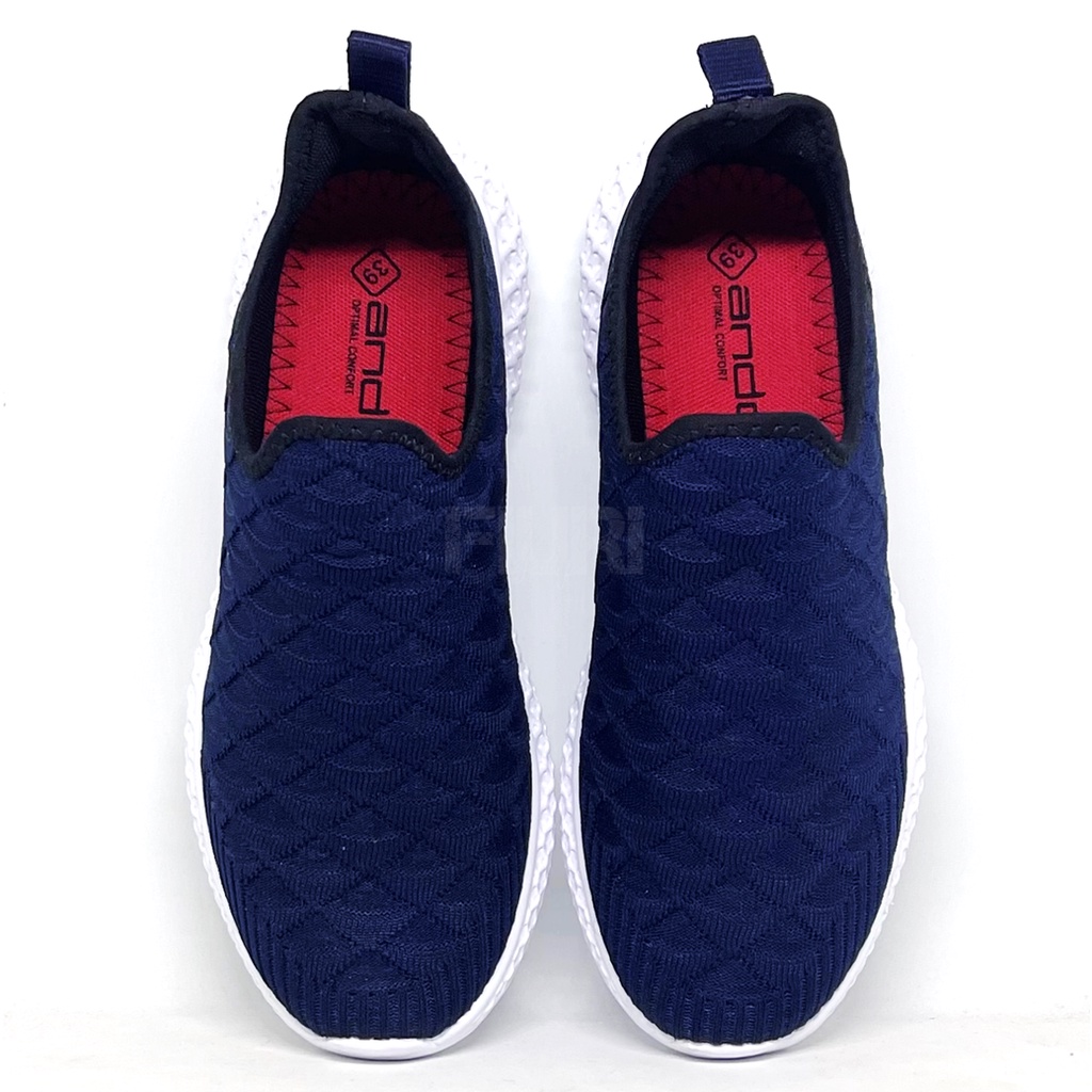 FIURI - Ando Original - FUBORU 39-43 Navy - Sepatu Sneakers Pria - Sepatu Olahraga Pria - Sepatu Knit Rajut Pria - Sepatu Jogging Pria - Sepatu Sport - Sepatu Slip On Pria - Sepatu Cowok