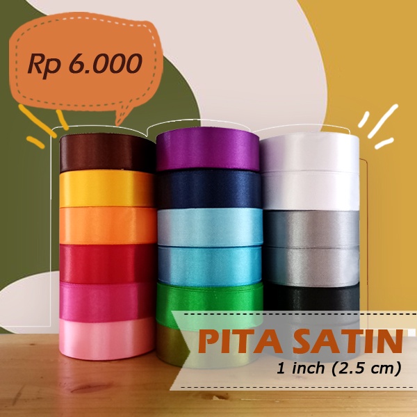 Pita Satin 1 inch / 2.5cm Warna